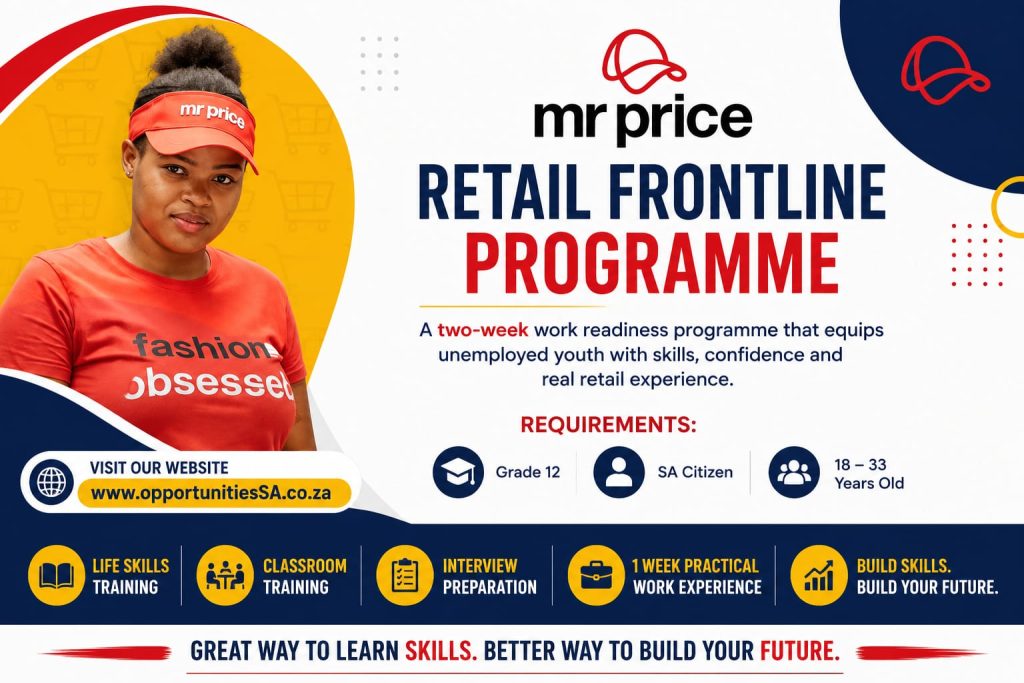 Young South African retail trainees participating in customer service and workplace readiness training during the JumpStart Retail Frontline Programme 2026.